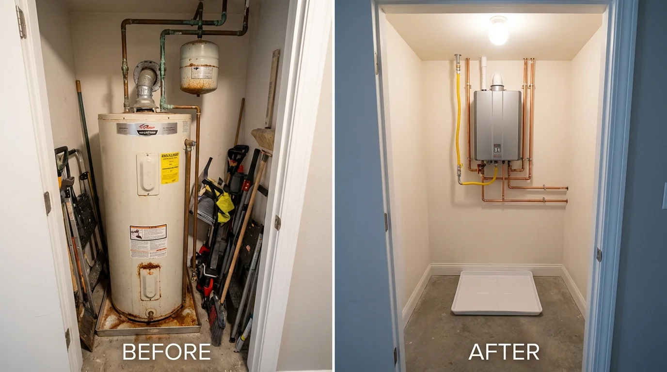 Tank water heater versus wall-mounted tankless unit comparison for Comanche, TX homeowners