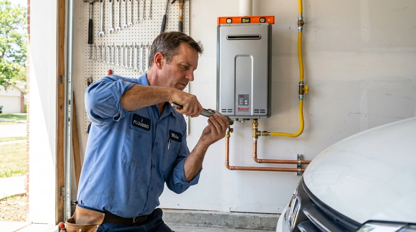Tankless water heater installation by a Johns Plumbing LLC plumber in Comanche